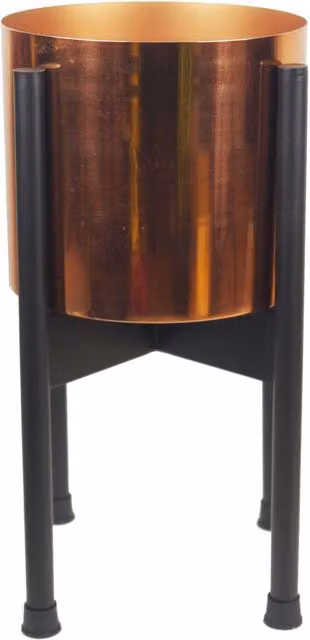 Leaf Metal Tabletop Planter in Brown and Multicolour with Rustic Organic Design