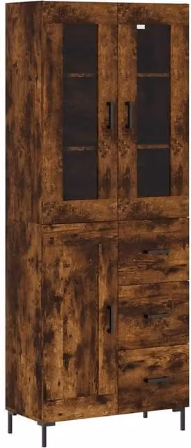 Berkfield Home Smoked Oak Highboard in Brown, W: 69.5 cm, D: 34 cm, H: 180 cm – 1