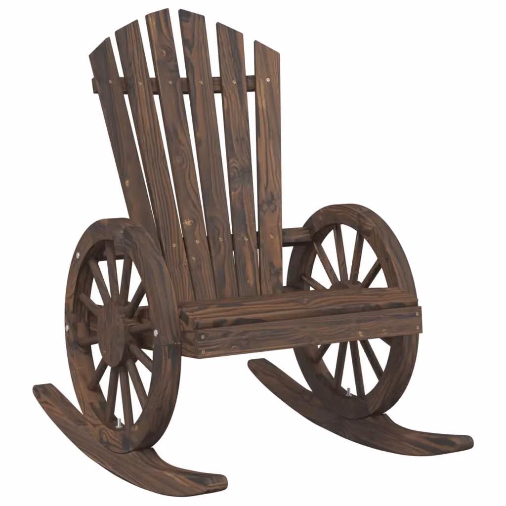 Berkfield Home Rocking Adirondack Chair in Brown Solid Fir Wood – 2