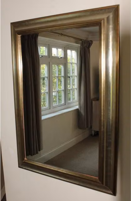 Benjamin Tate Design LTD Modern Rectangular Wood Framed Wall Mounted Accent Mirror in Silver, W/D/H: 51 x 51 x 1 cm