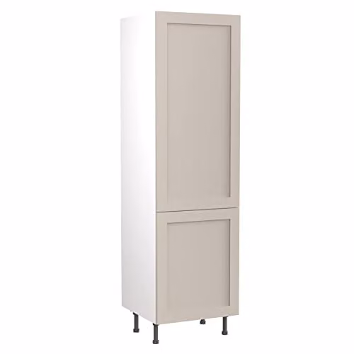 Kitchen Kit Shaker Door Tall Fridge and Freezer Housing Unit, Light Grey Matt, W: 60.0 cm, H: 212.0 cm