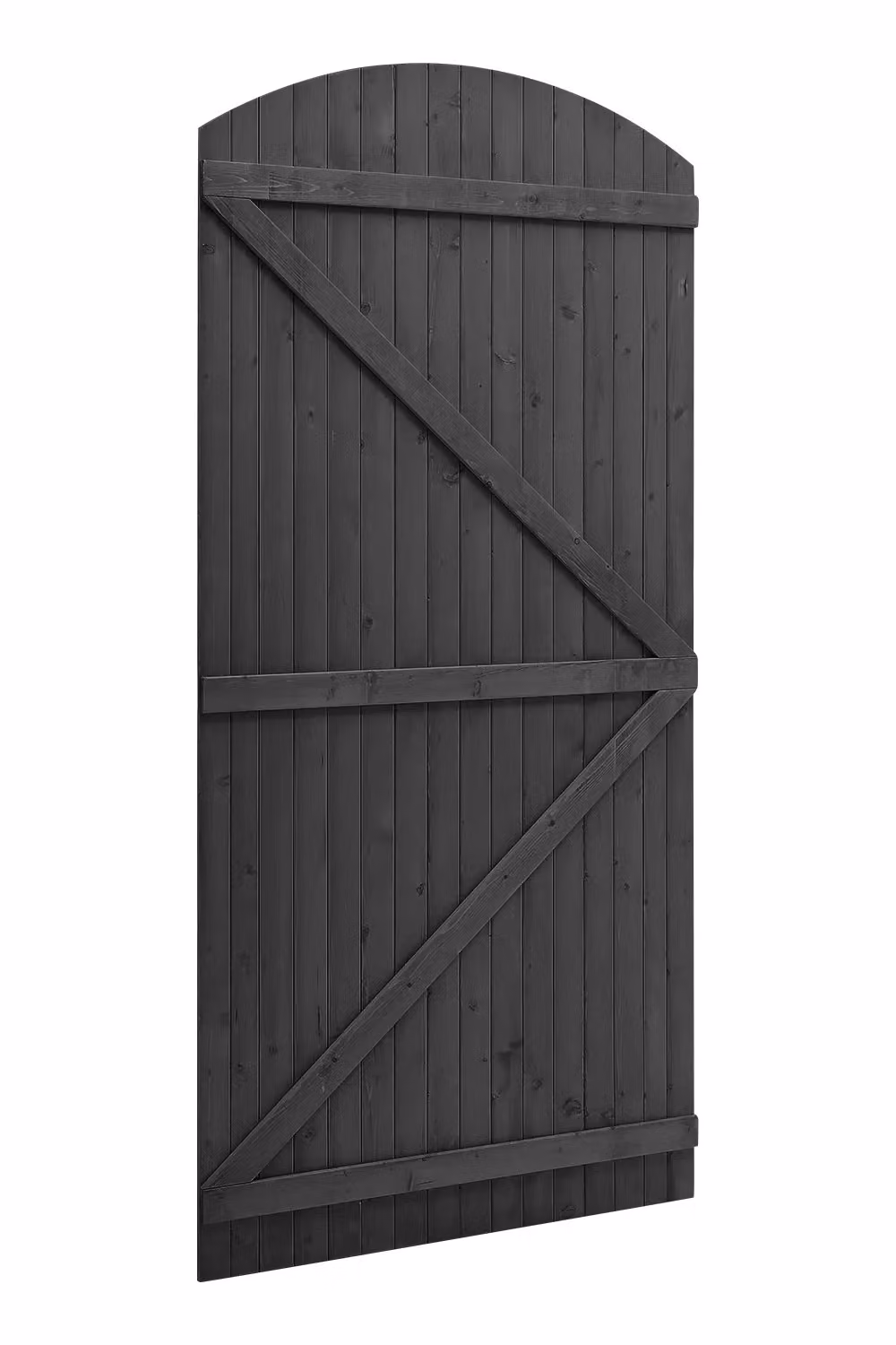 Living and Home Wooden Arch Top Semi Braced Garden Gate in Dark Grey, W: 105.0 cm, H: 210.0 cm – 3