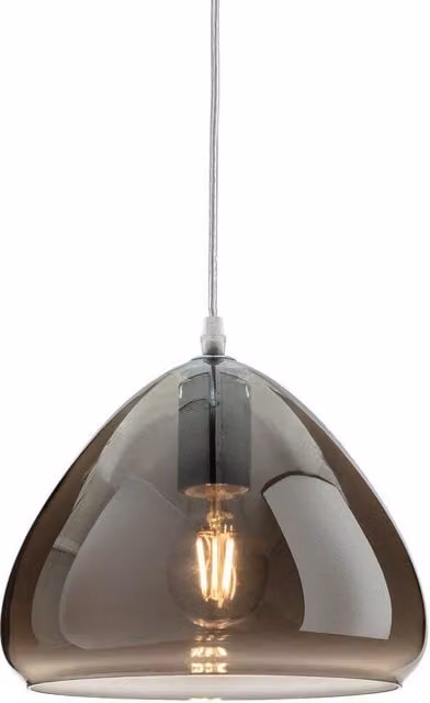 Netlighting Willis Dome Pendant Light in Chrome with Grey Smoked Glass