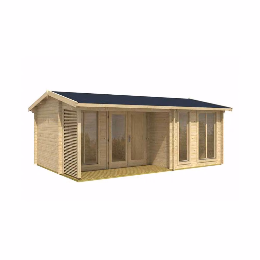 Lasita Maja Ltd Montrose 44 Log Cabin Home Office in Beige, W: 429.7 cm, D: 615 cm, H: 250.8 cm – 2