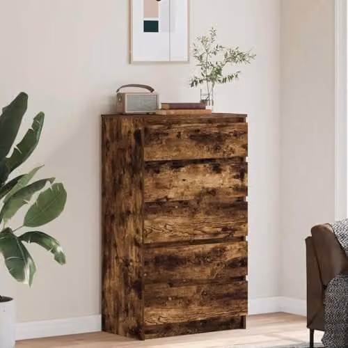 vidaXL Drawer Cabinet in Smoked Oak Brown, W/D/H: 60 x 36 x 103 cm – 2
