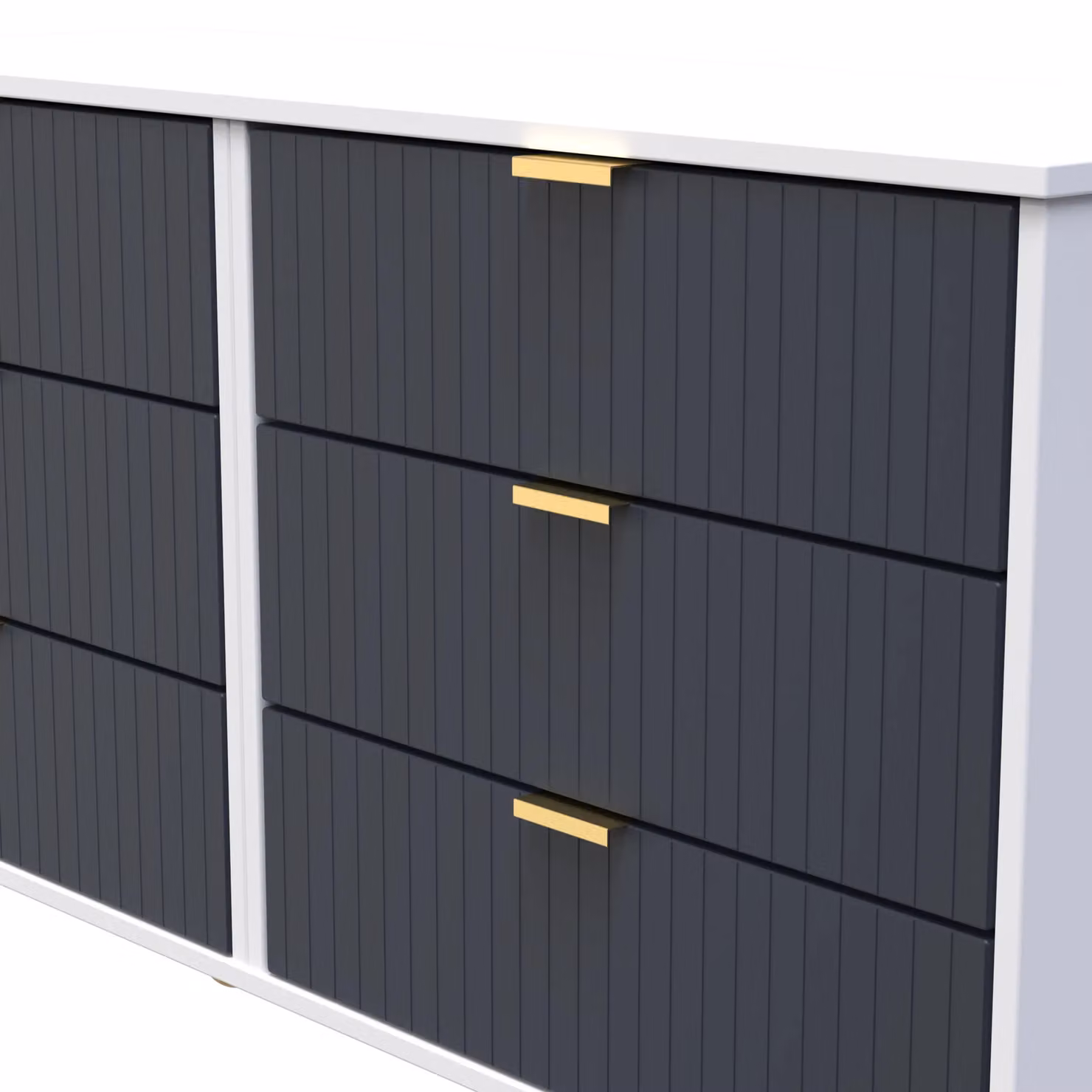 Ready Assembled 2 U Bexley 6 Drawer Wide Chest in Dark Blue and Gold – 3