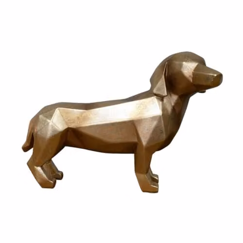 Gifts Direct 2 U Gold Geometric Rustic Sausage Dog Ornament Figurine