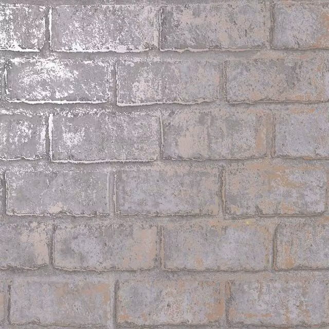 Holden Decor Glistening Brick Wallpaper in Rose Gold and Grey with Geometric Abstract Industrial Design