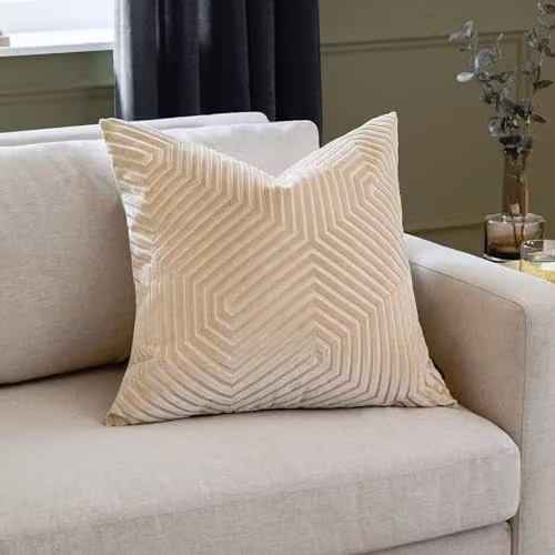 Paoletti Evoke Square Velvet Cushion in Ivory, W/D/H: 55 x 55 x 55 cm – 3