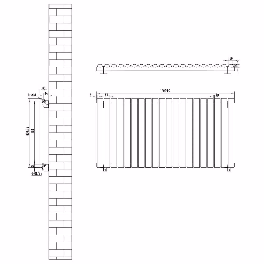 Monstershop Oval Single Column Steel Radiator in Anthracite Grey, W/H: 60.0 x 120.0 cm – 5