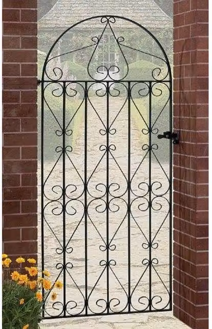 Burbage Iron Craft Regent Scroll Tall Bow Top Single Gate in Black, W: 106.7 cm, H: 190.5 cm – 1