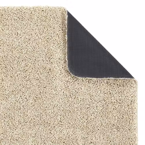 My Mat Stone Beige Non-Slip Washable Shaggy Pile Rectangular Doormat W: 60 cm, D: 100 cm – 3