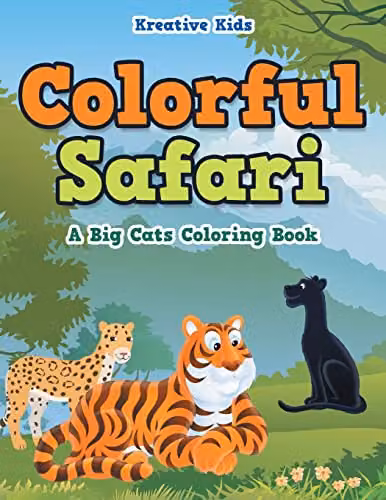 Kreative Kids Colorful Safari Big Cats Colouring Book for Children, Multicolour