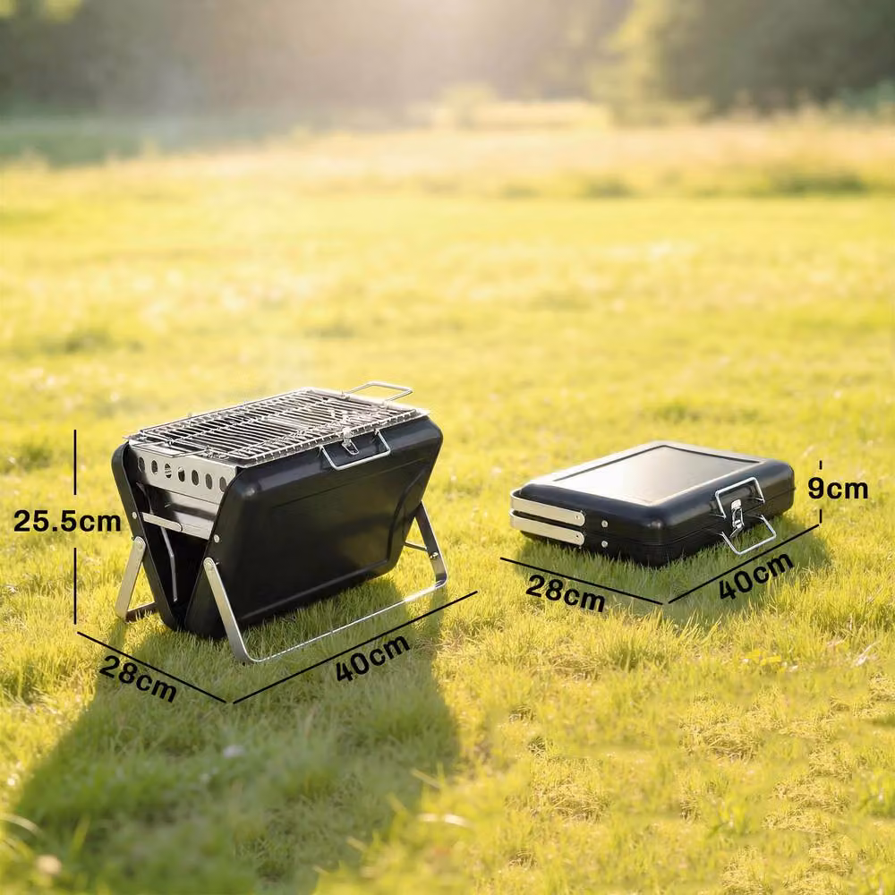 OUTSUNNY Black Portable Tabletop Charcoal BBQ Grill W: 40.0 cm, D: 40.0 cm, H: 25.5 cm – 3