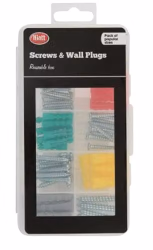 Hardware Solutions 120 Piece Multicolour Screws and Wall Plugs Kit