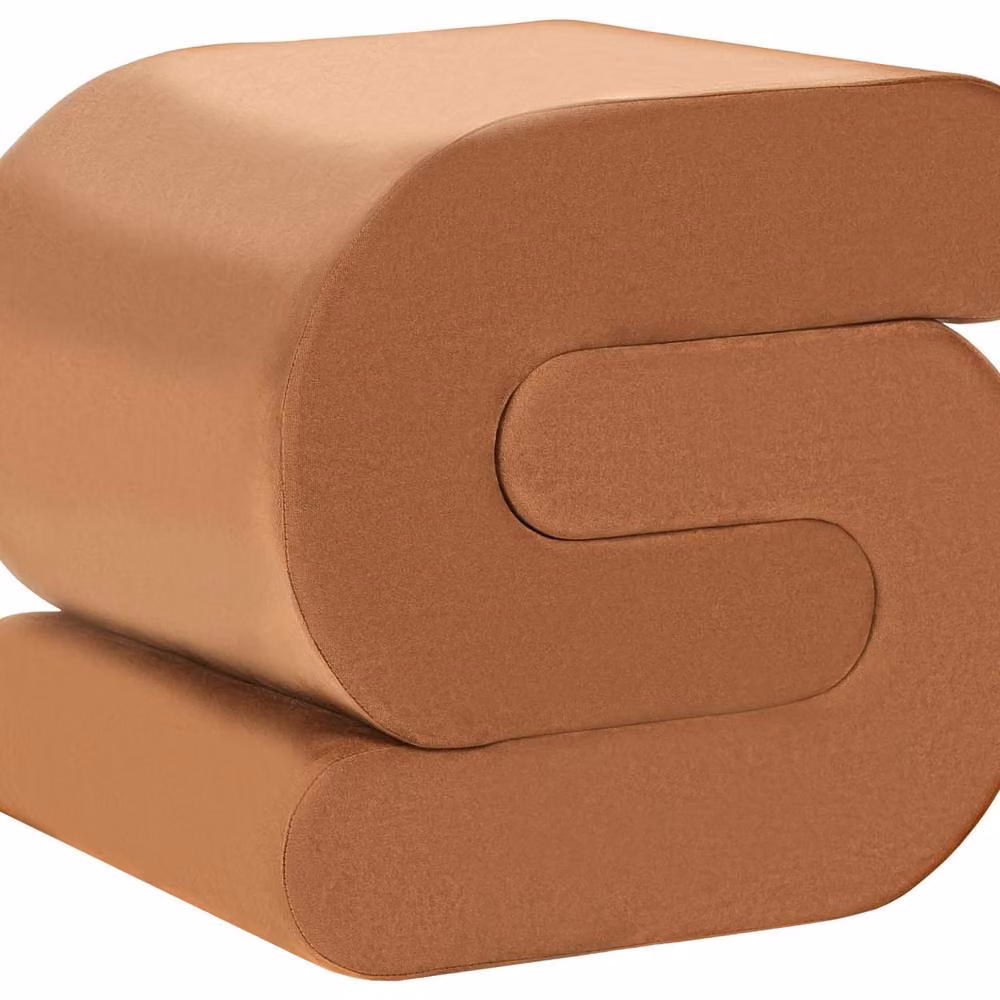Wyld and Coco S-Shape Velvet Pouffe in Golden Brown – 2