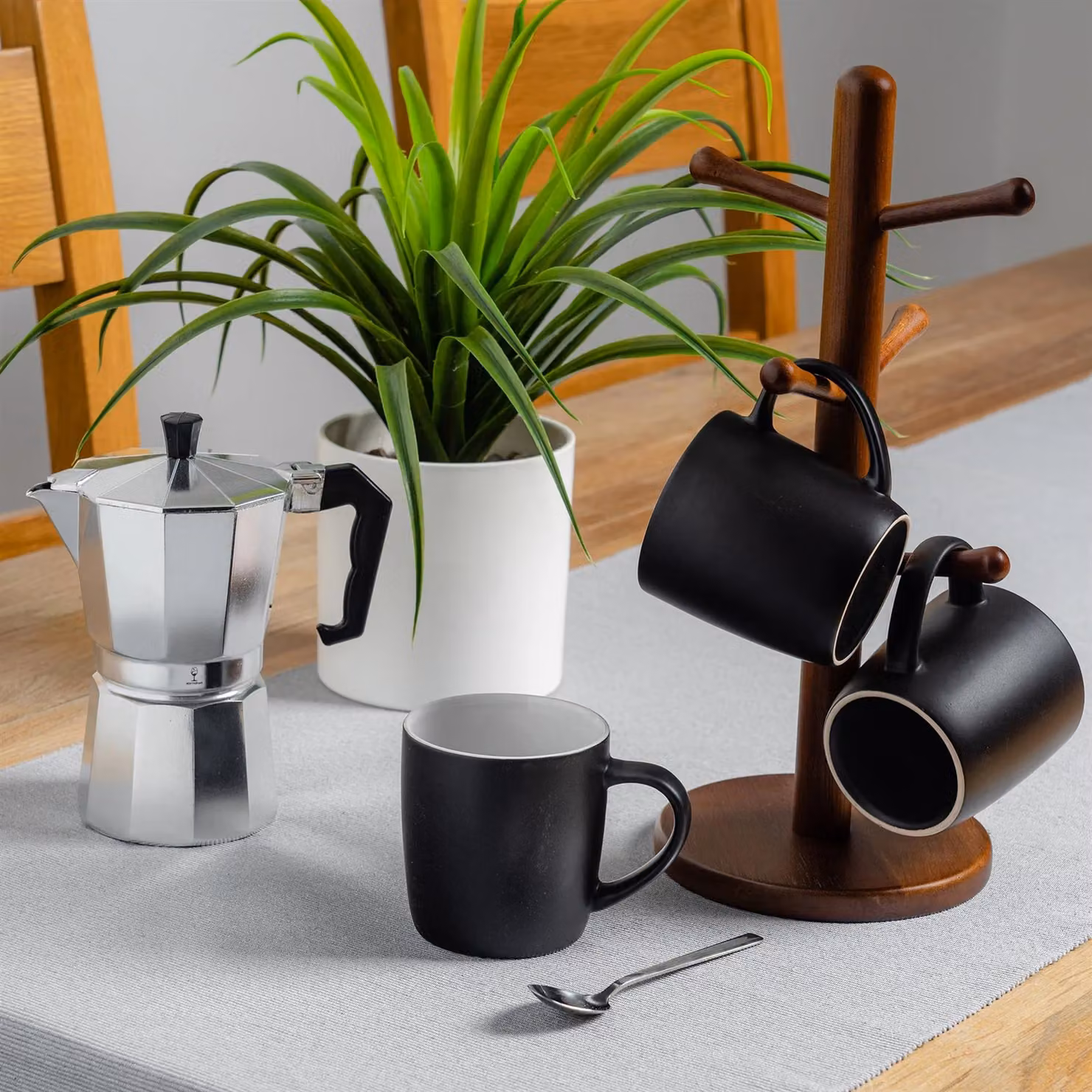 Argon Tableware Matte Black Stoneware Coffee Mug, 350ml – 6