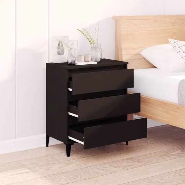 Berkfield Home Modern Black Sideboard in Engineered Wood W/D/H: 60 x 35 x 70 cm