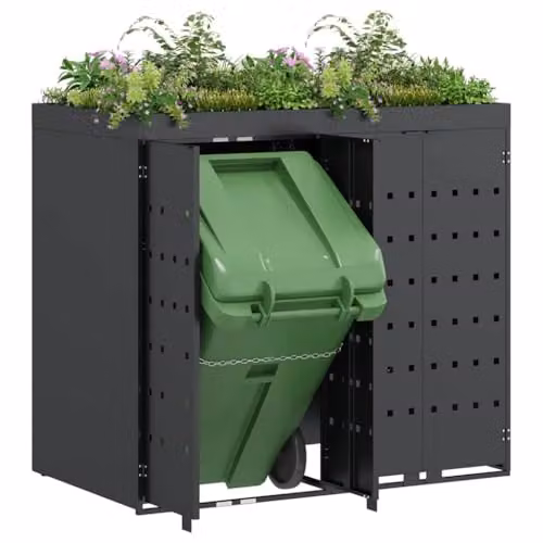 vidaXL Wheelie Bin Storage for 2 Bins, Anthracite, W/D/H: 136 x 77.5 x 121.5 cm – 1