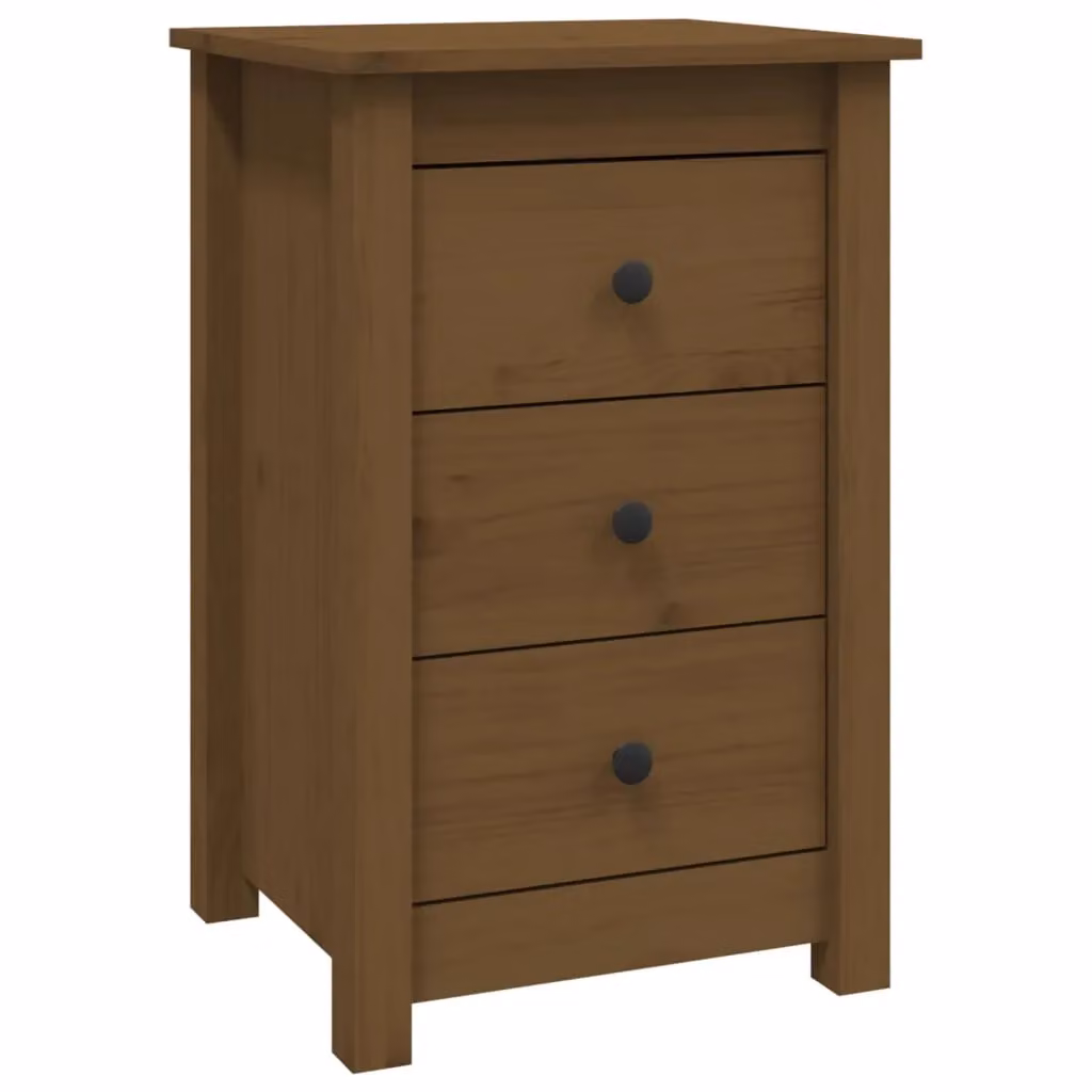 Berkfield Home Set of 2 Rustic Solid Wood Pine Bedside Cabinets in Honey Brown, W/D/H: 40 x 35 x 61.5 cm – 3
