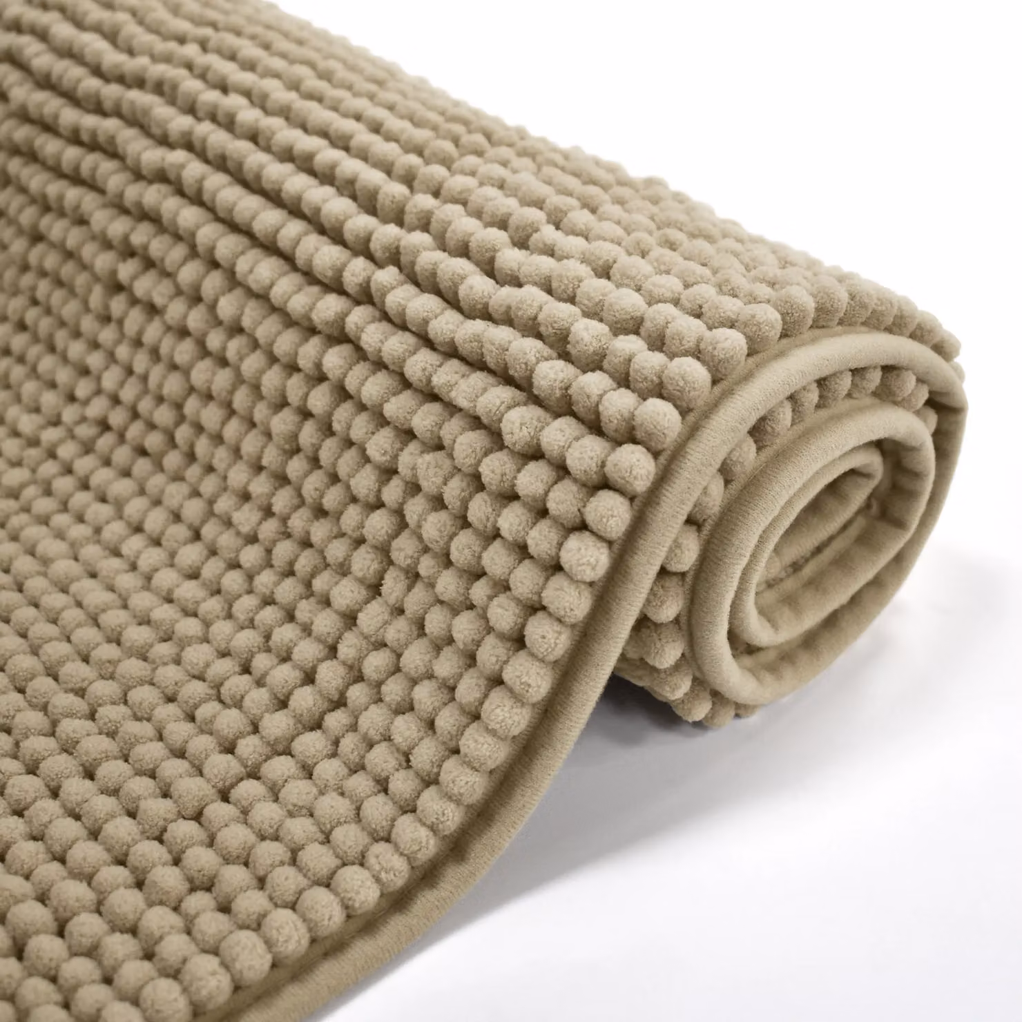 Velosso Shaggy Noodle Microfibre Bathmat in Sand/Beige with Non-Slip Grip – 2