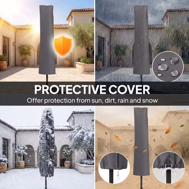 Outsunny 3 m Cantilever Offset Parasol with Cover and Wind Ropes in Khaki