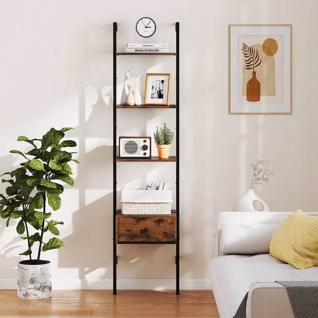 Kelvenix Industrial Open Display Shelf Storage in Brown Metal