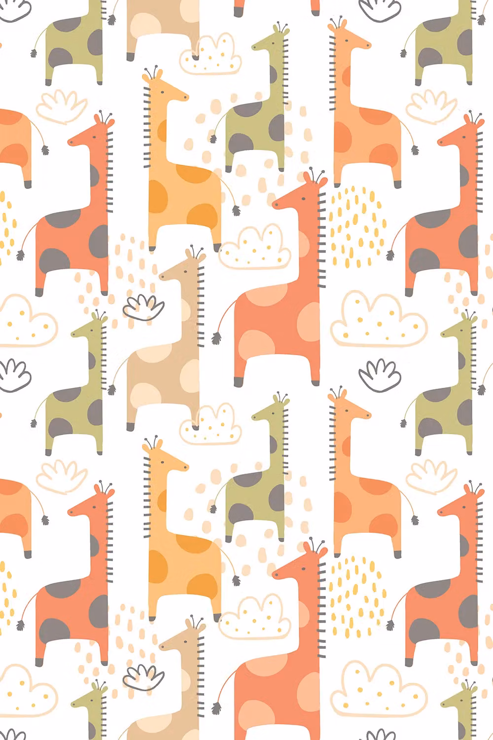 Hoopla Walls Giraffe Friends Matt Wallpaper in Orange, 10m Roll – 2