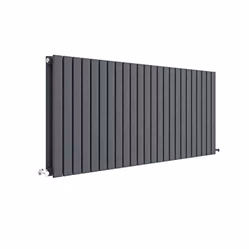 Nuie HLA59D Sloane Modern Home Wall Mount Designer Horizontal Double Panel Radiator, Anthracite, W/H/D: 139.8 x 60 x 7.2 cm