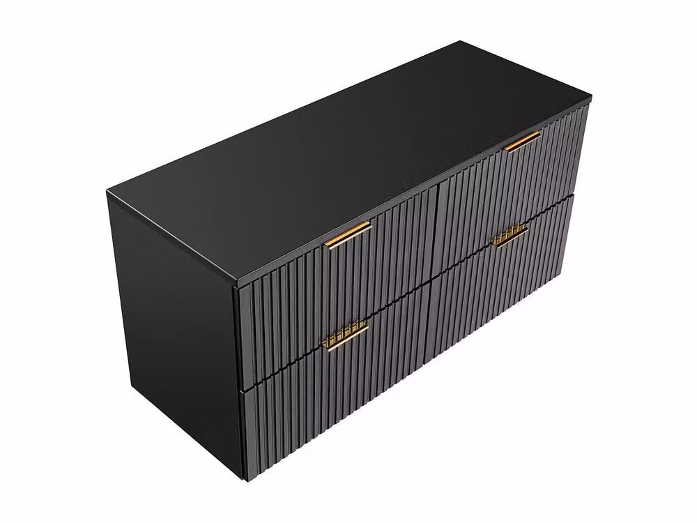 ZEVARA Black Ribbed Wall-Mounted Vanity Unit with Top, W: 120 cm, D: 46 cm, H: 57 cm – 4