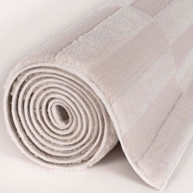 The Rugs Loft Offset Striped Textured Rectangular Rug in Ivory, W: 240 cm, D: 340 cm