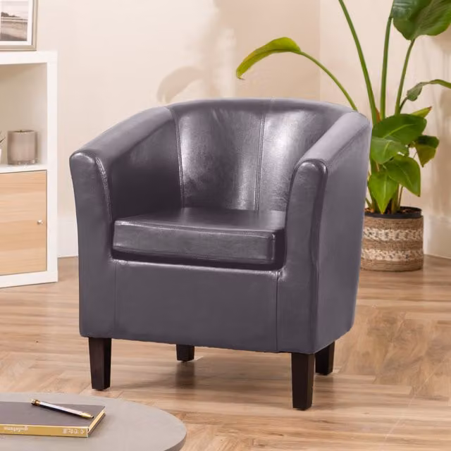 Artemis Home Meriden Grey Vegan Leather Tub Chair