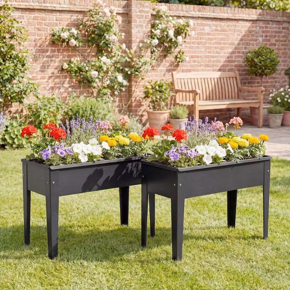 Kelvenix Metal Raised Garden Bed on Legs in Black – 4