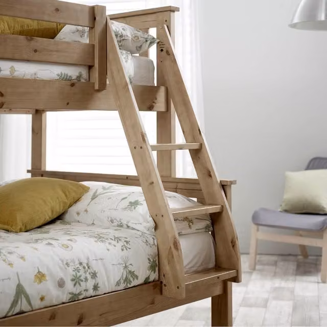 Rest Relax Carrie Pine Triple Sleeper in Brown Solid Wood, W/D/H: 120 x 200 cm