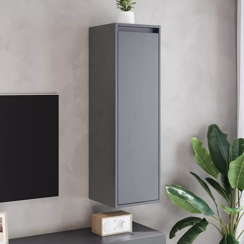 Berkfield Home Wall Cabinets, 2 Piece Set in Grey Solid Pinewood, W/D/H: 30 x 30 x 100 cm – 2