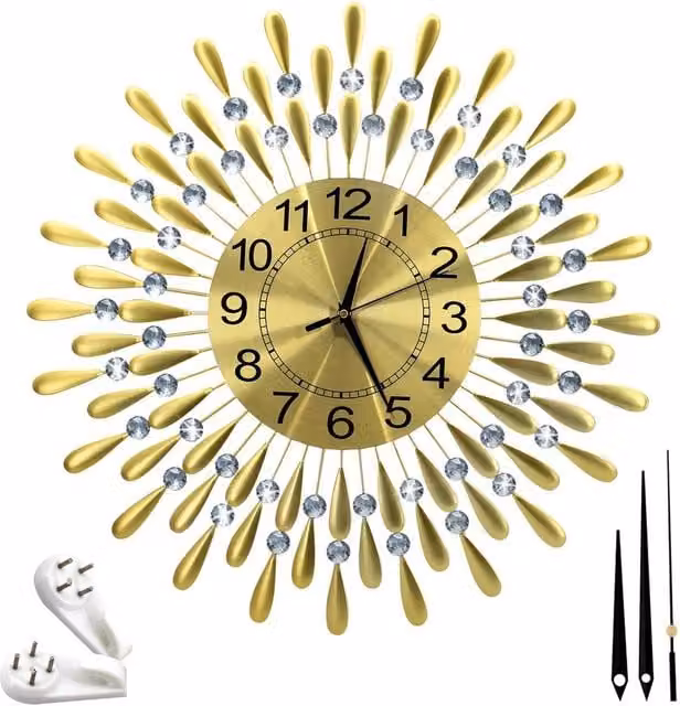 Havendro Gold Diamante Beaded Crystal Quartz Wall Clock, Diameter: 60 cm – 1