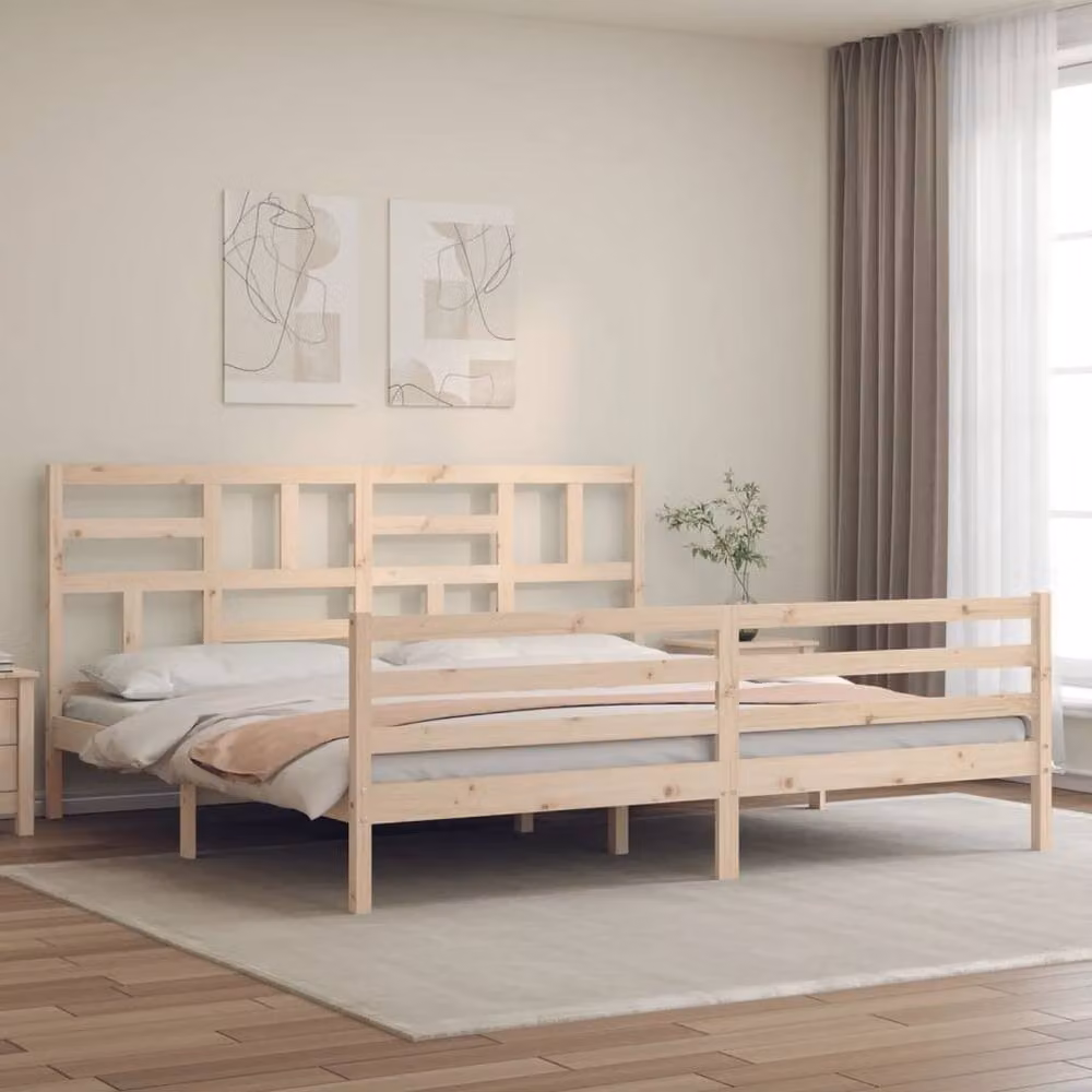 Berkfield Home Beautiful Solid Wood Bed Frame in Beige, W/D/H: 200 x 104 x 205.5 cm – 2