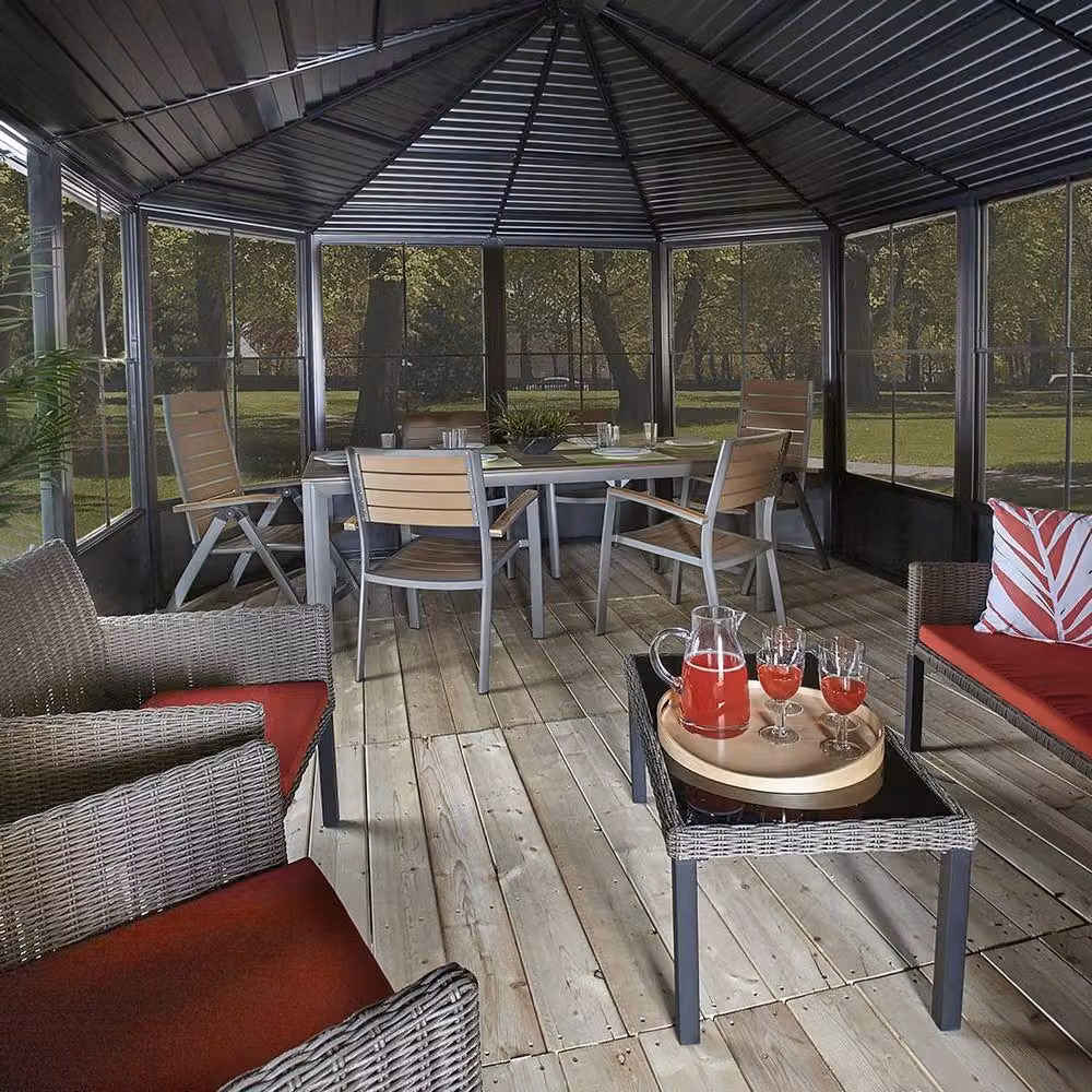 Sojag Charleston Solarium in Grey with Aluminium and Metal Construction, W: 4.6 m, D: 3.7 m