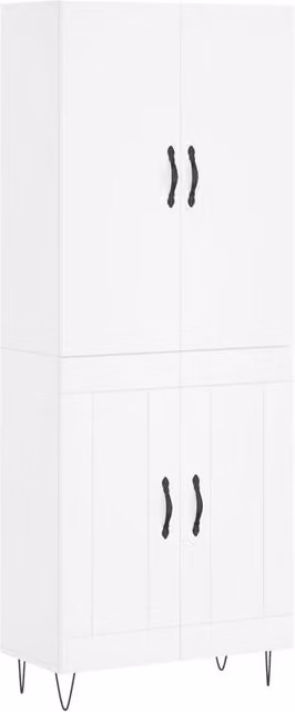 Berkfield Home Modern White Highboard with Hinged Doors and Internal Shelves, W/D/H: 69.5 x 34 x 180 cm