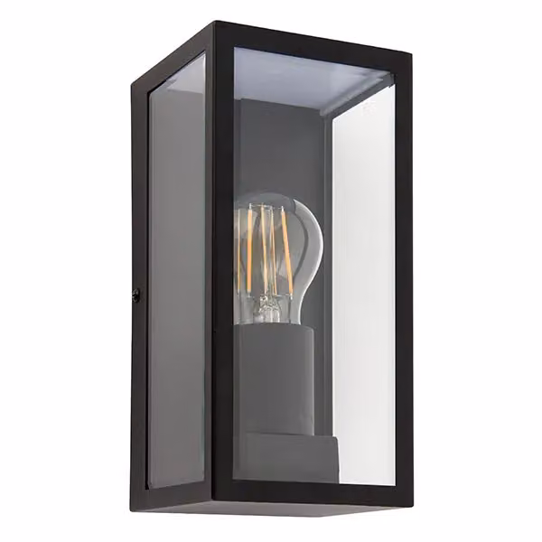 Netlighting Breton 1 Light Outdoor Wall Lantern in Matt Black with Clear Glass, IP44, E27 – 2