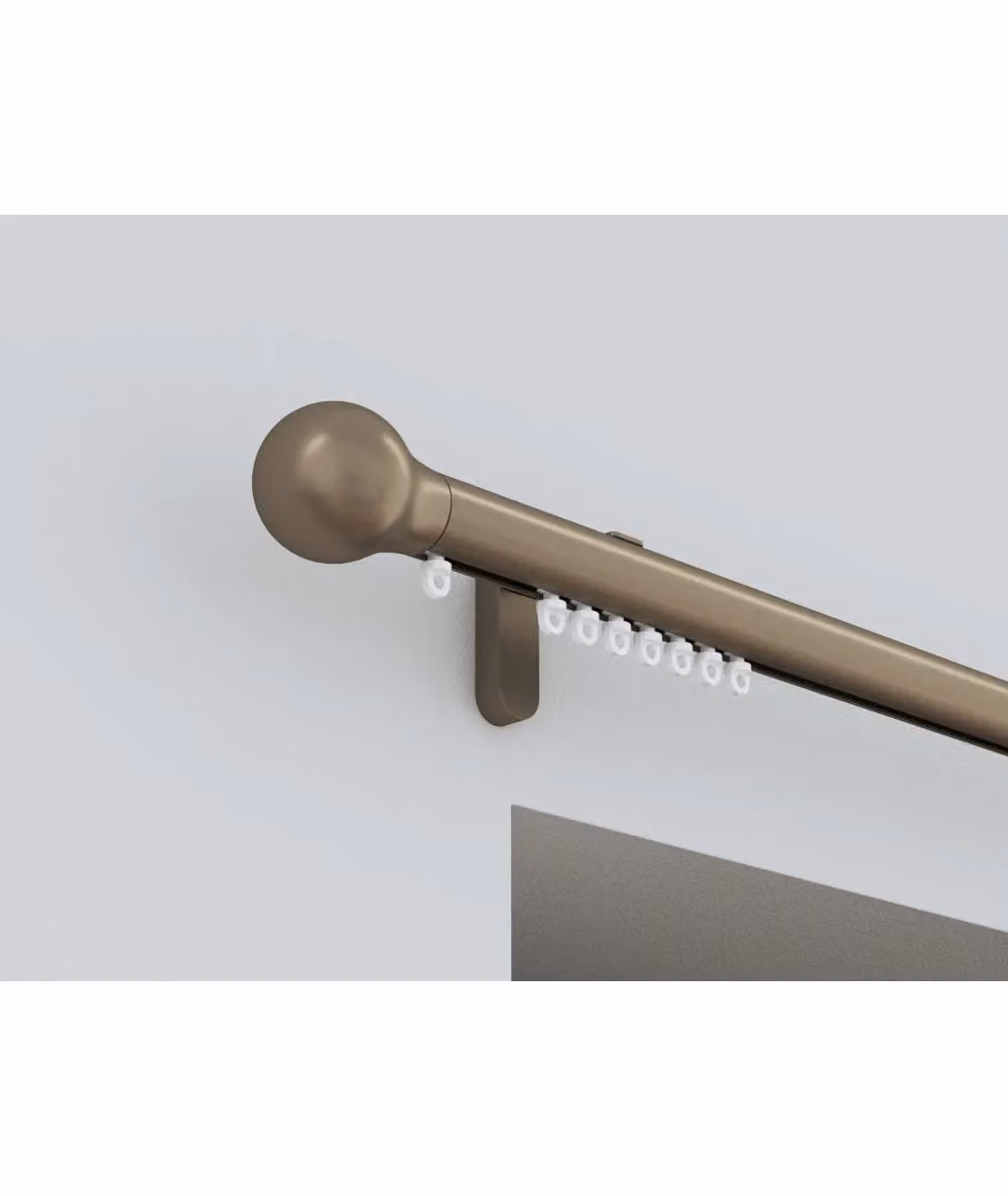 New Edge Blinds Styleline 28mm Gliding Curtain Pole Set with Ball End in Taupe, Width: 360 cm – 2