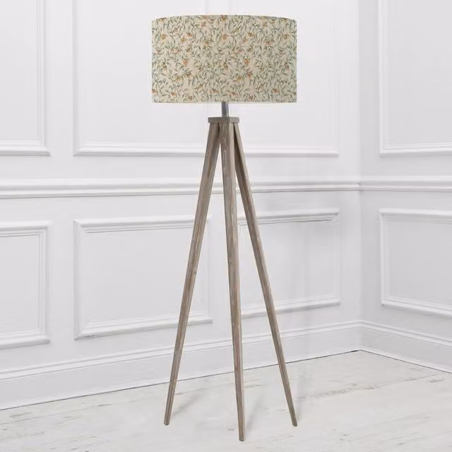 Voyage Maison Aratus Tripod Floor Lamp with Aura Eva Fabric Lampshade in Light Beige
