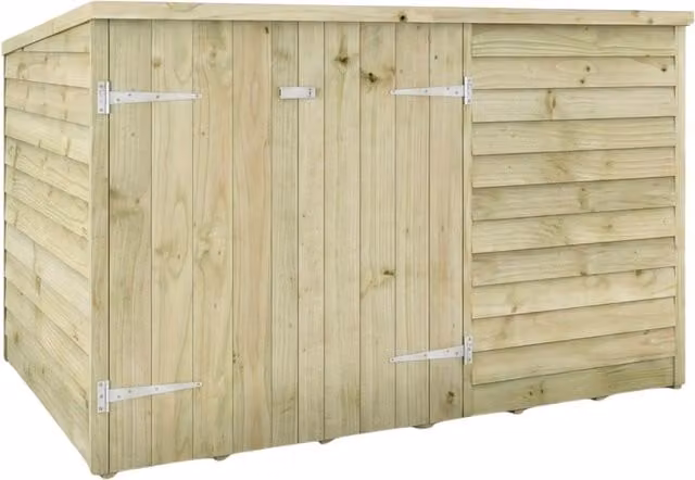 Mercia Brown Wooden Pent Roof Double Door Bicycle Storage Shed – 1