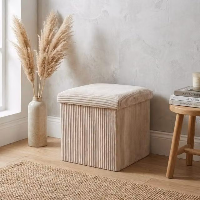Garden Greatness Maison Soft Touch Storage Stool in Light Beige
