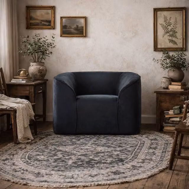 Wyld Haus Carlow Black Velvet Armchair