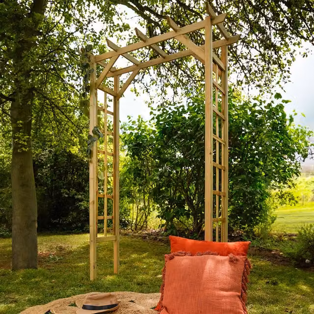 Cerland Passiflore Rustic Wooden Garden Arch Climbing Frame in Brown
