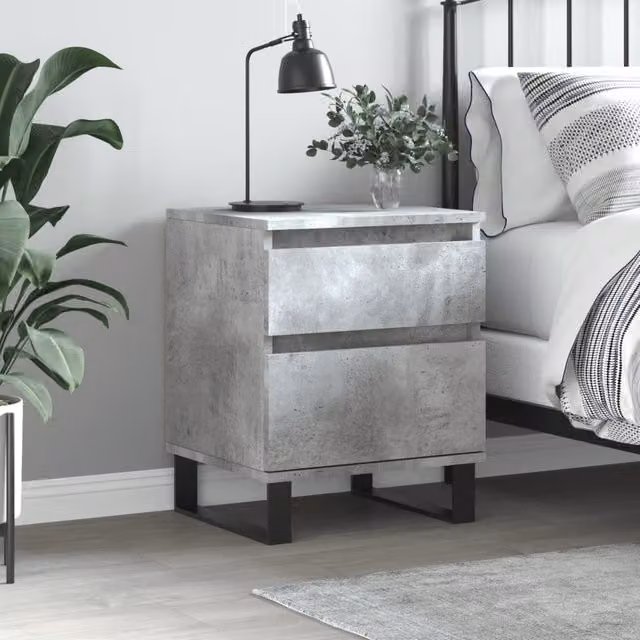 Berkfield Home Bedside Cabinet in Concrete Grey, W: 40 cm, D: 35 cm, H: 50 cm