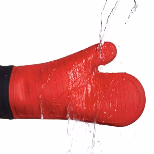 MasterClass Red Silicone Oven Glove with Cotton Sleeve – 3