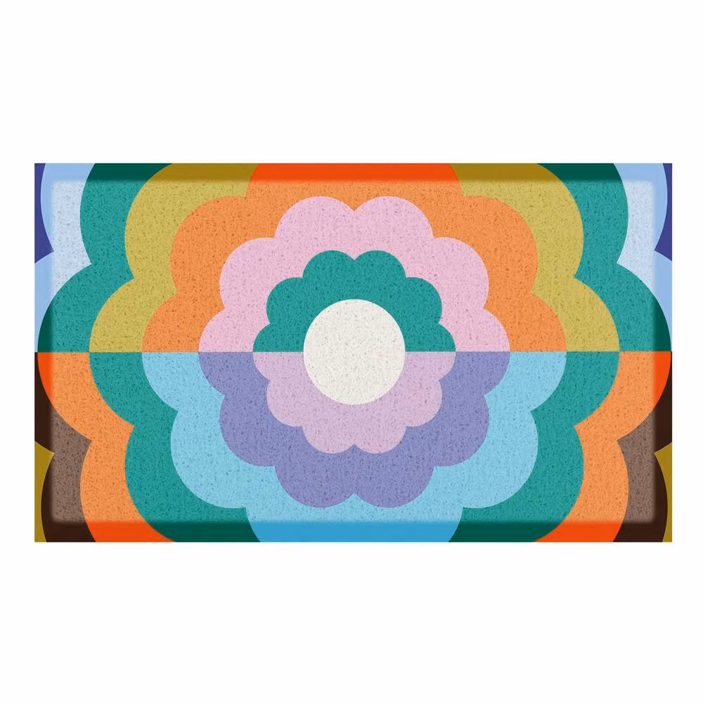 Artsy Mats Elizabeth Olwen Petal Close Up Indoor/Outdoor Doormat, Blue and Multicolour, W: 70 cm, D: 40 cm – 2