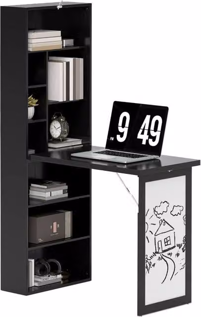 Rolipo Modern Three-Part Computer Desk with Storage and Writing Board in Black – 1